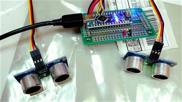 The ultrasonic sensors and the microprocessor board used by The SoundCatcher